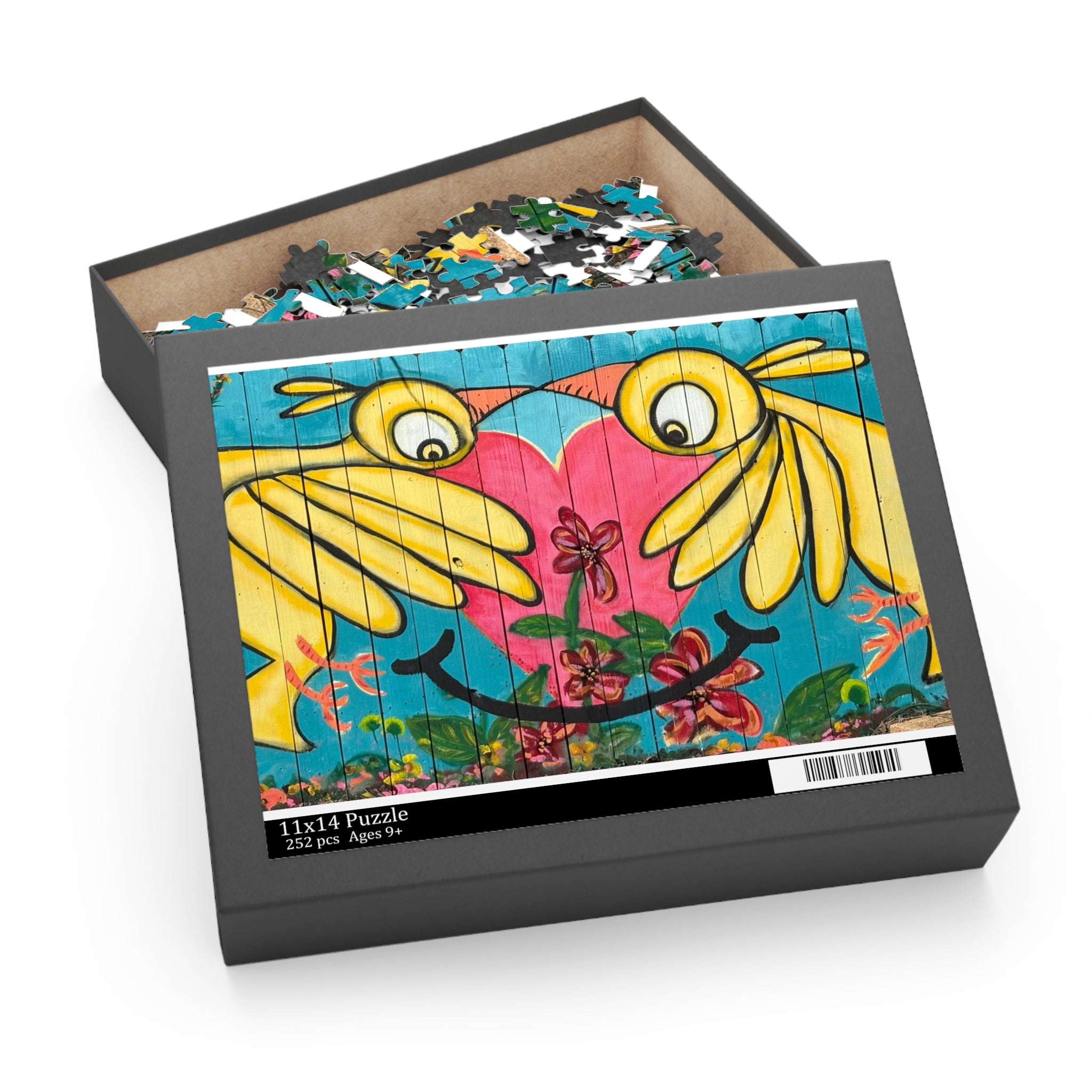 Puzzle — Colorful Jigsaw (252pcs) Bird Fence Mural by CSHU