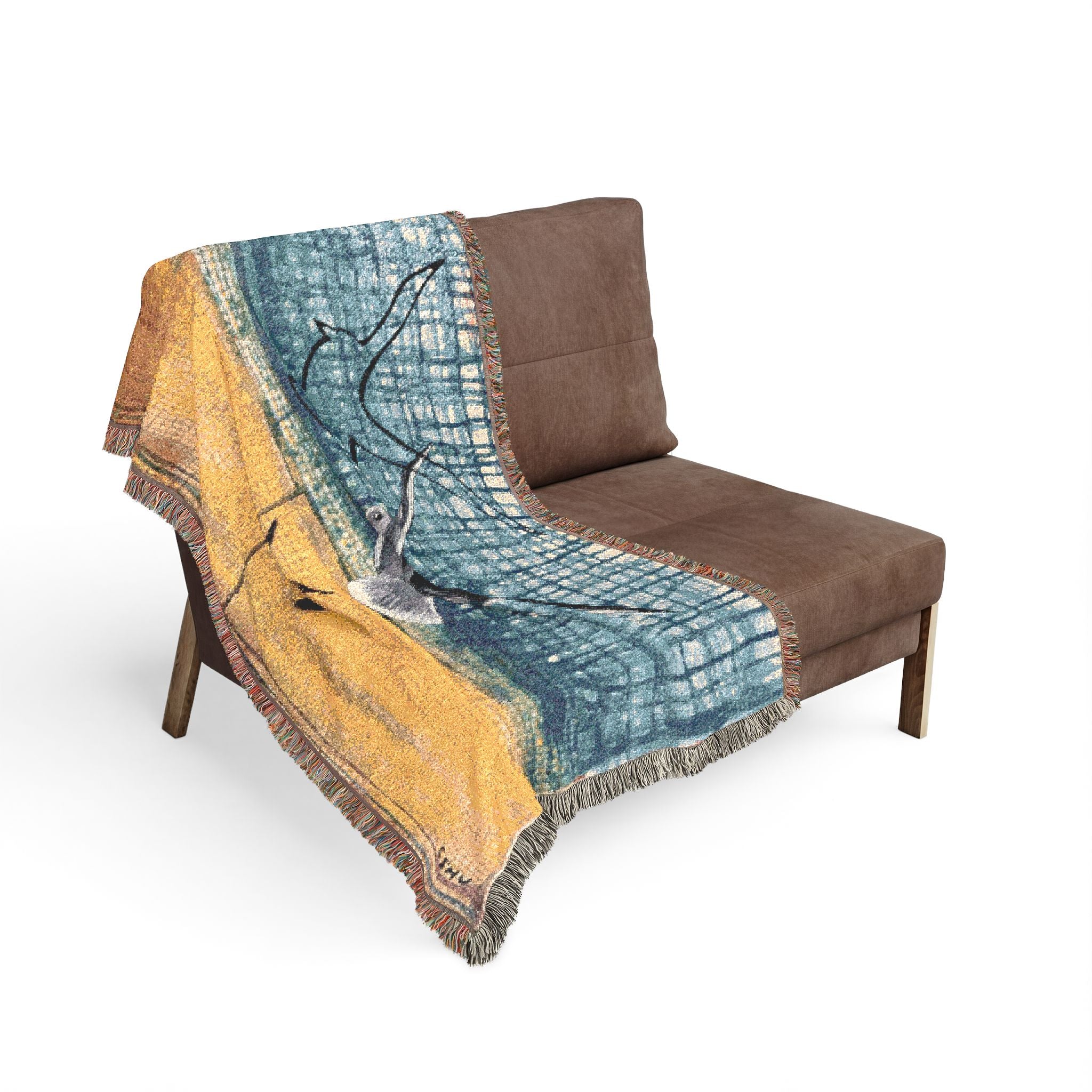 Woven Blanket Throw Seagull Outline by CSHU