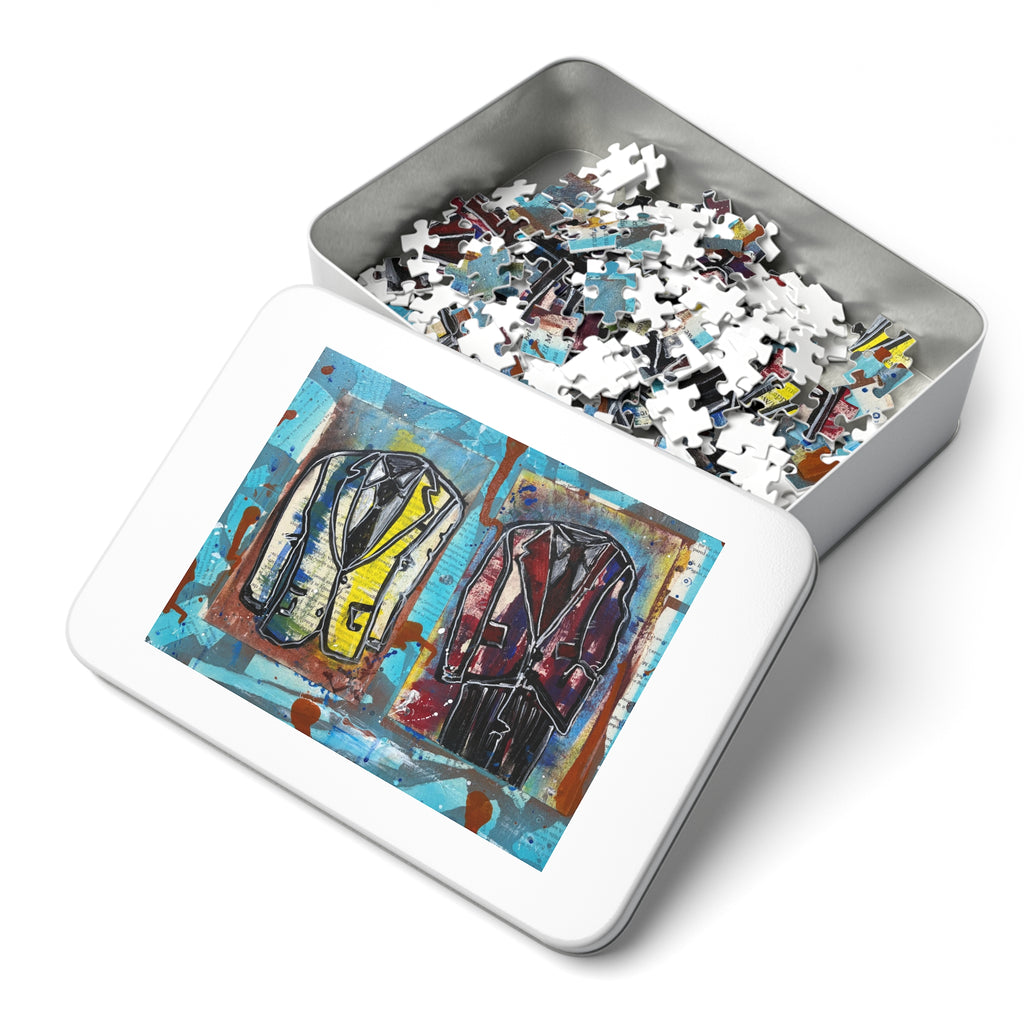 MenSwear by CSHU Jigsaw Puzzle with Tin — Colorful Abstract Suits Puzzle Gift