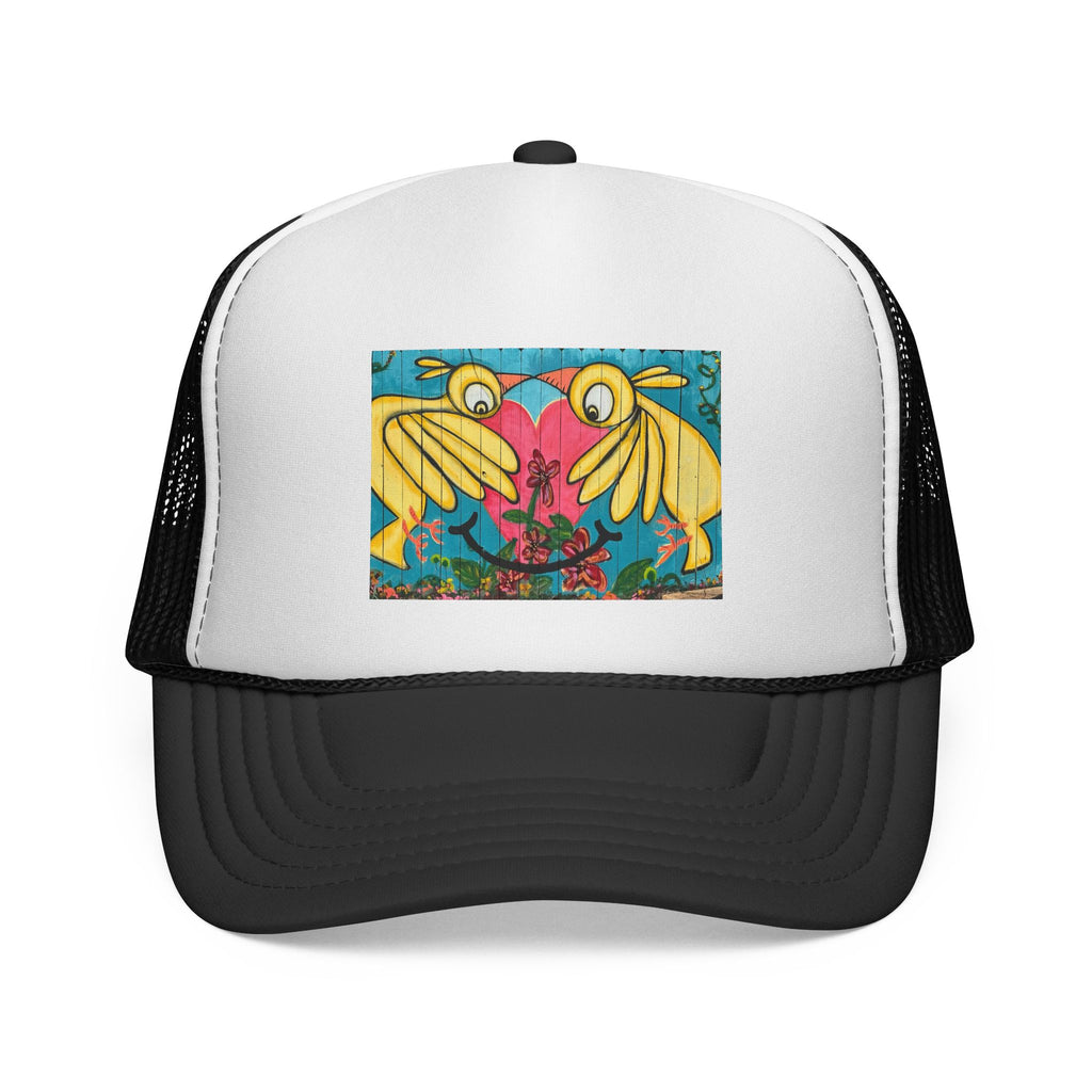 Trucker Cap Mesh Hat Bird Fence Mural by CSHU