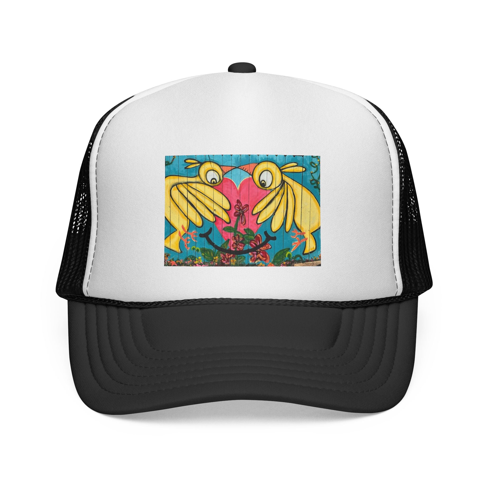Trucker Cap Mesh Hat Bird Fence Mural by CSHU