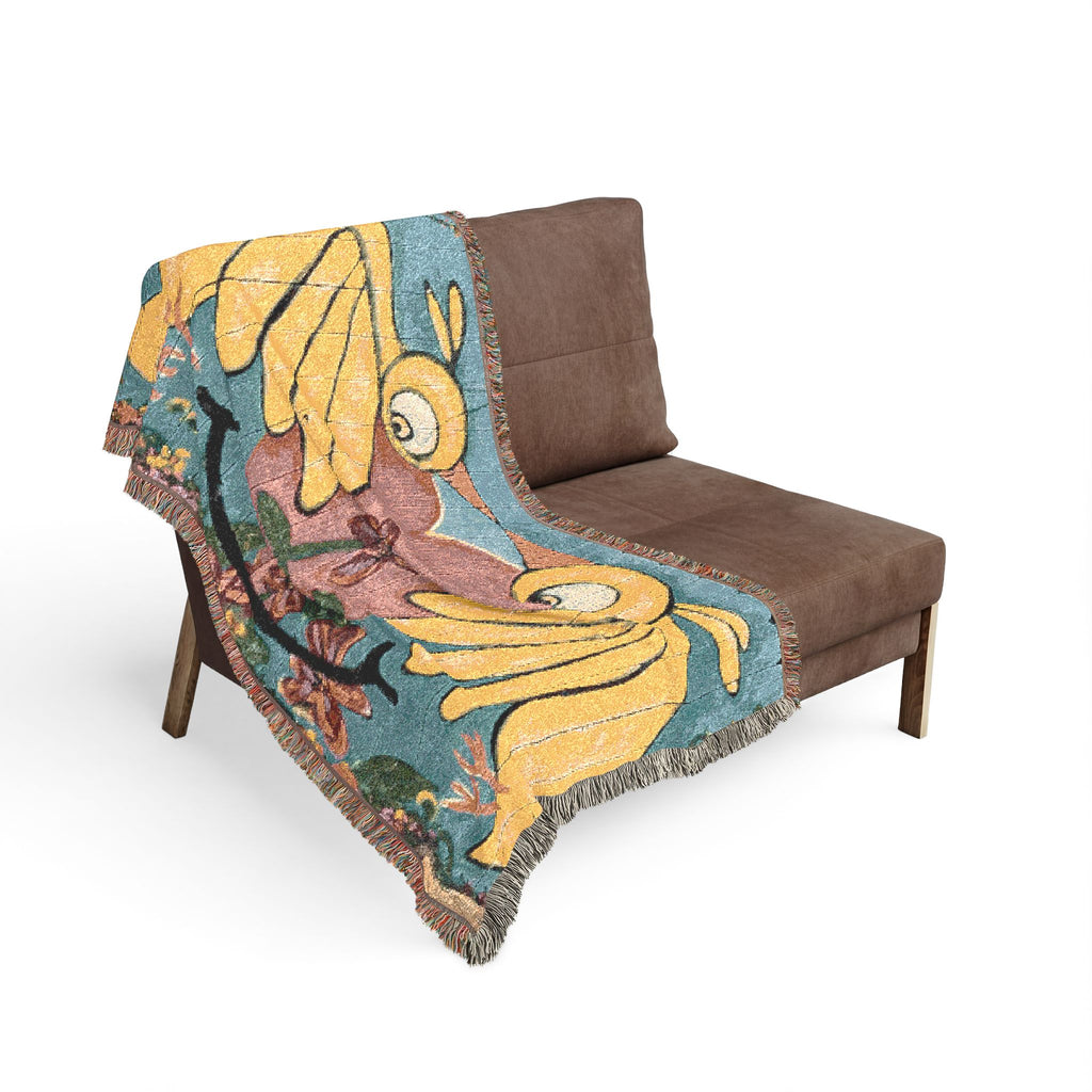 Woven Throw Blanket-Tapestry Bird Fence Mural by  CSHU