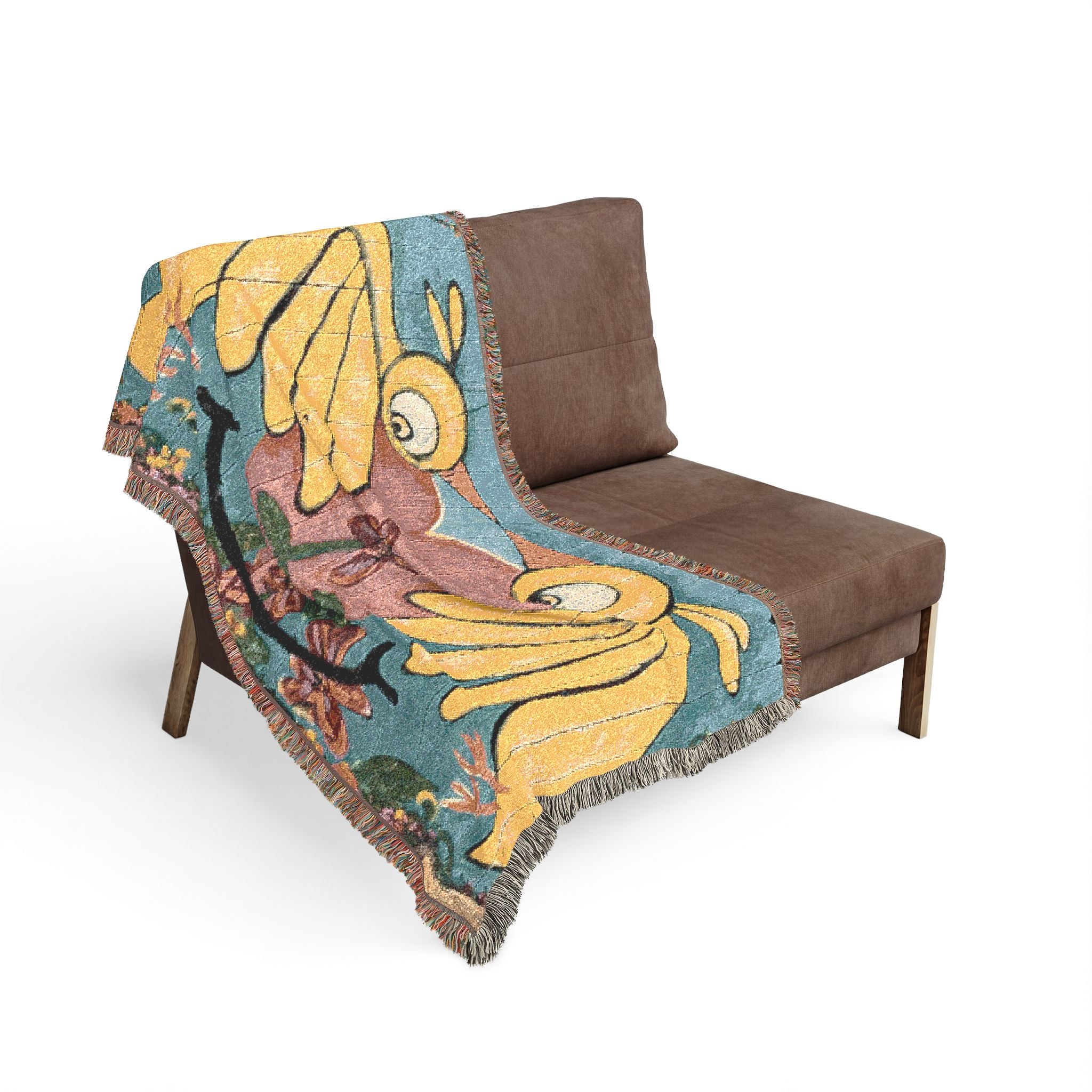 Woven Throw Blanket-Tapestry Bird Fence Mural by  CSHU
