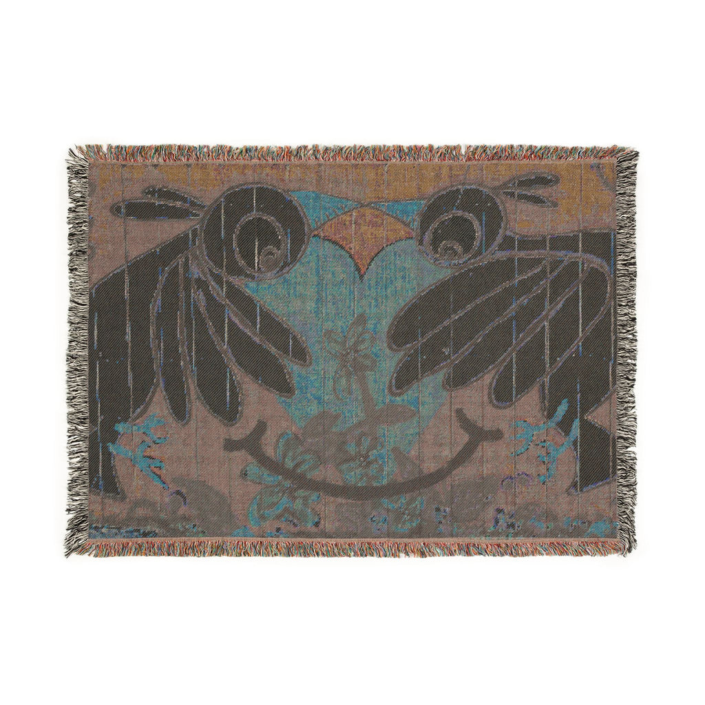 Woven Throw Blanket-Tapestry Bird Fence Mural by  CSHU