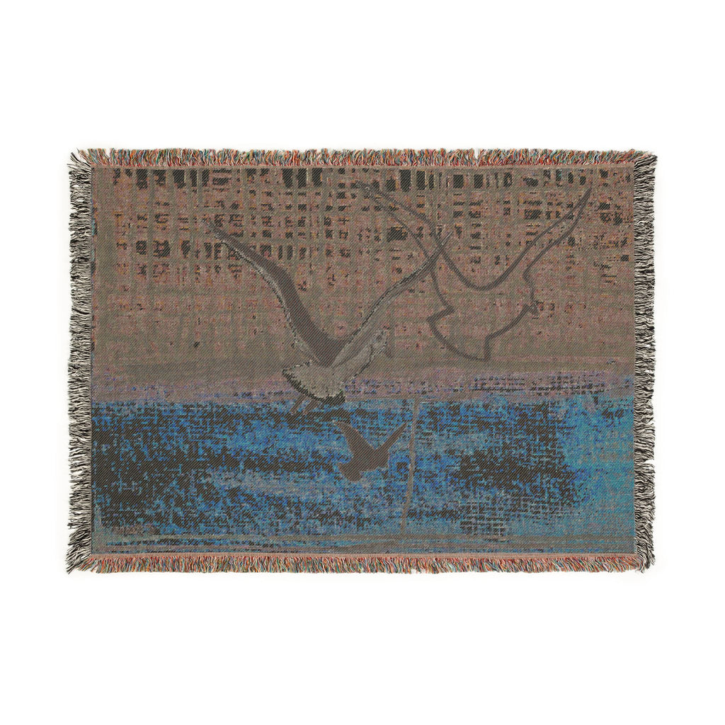 Woven Blanket Throw Seagull Outline by CSHU