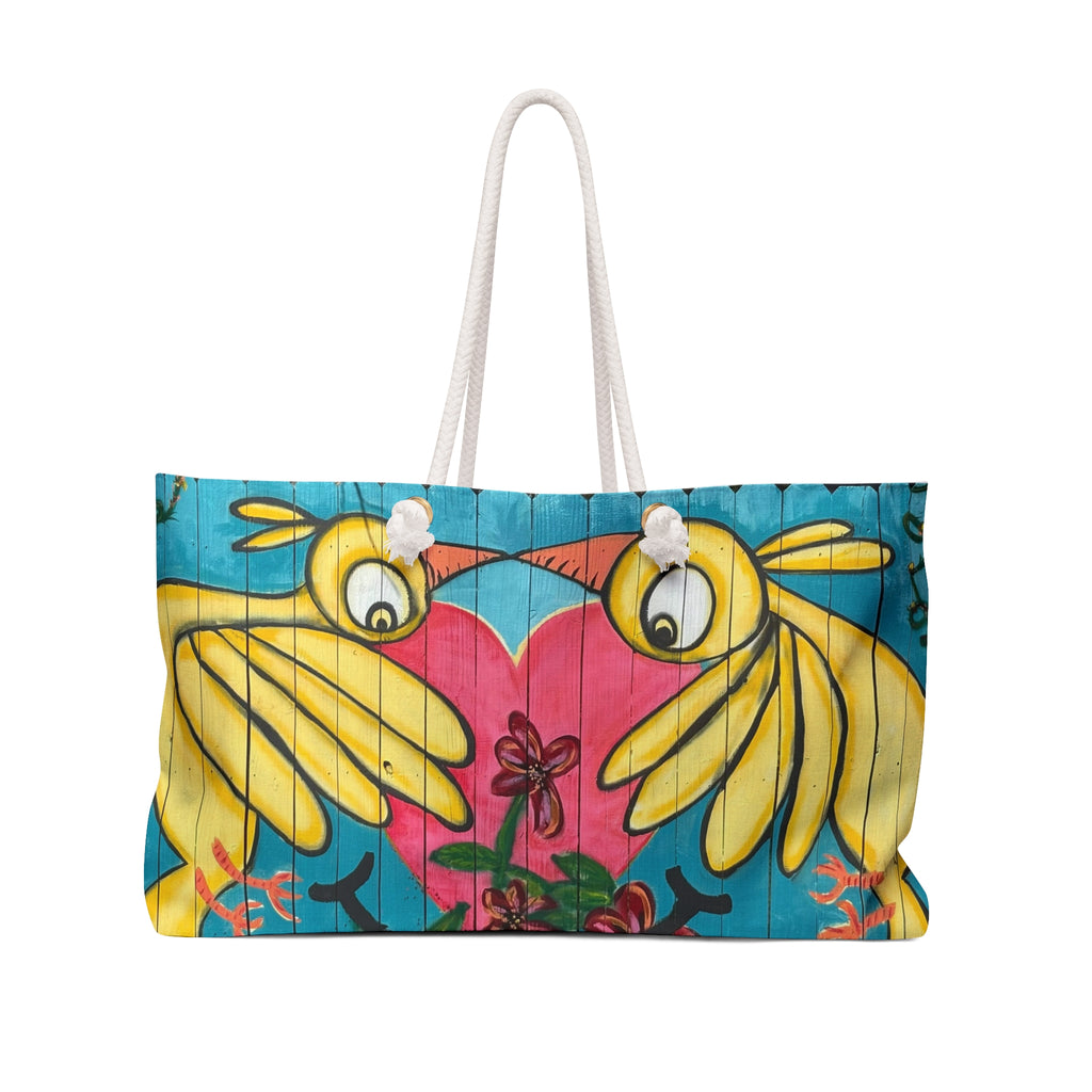 Weekender Travel Bag Bird Fence Mural by CSHU