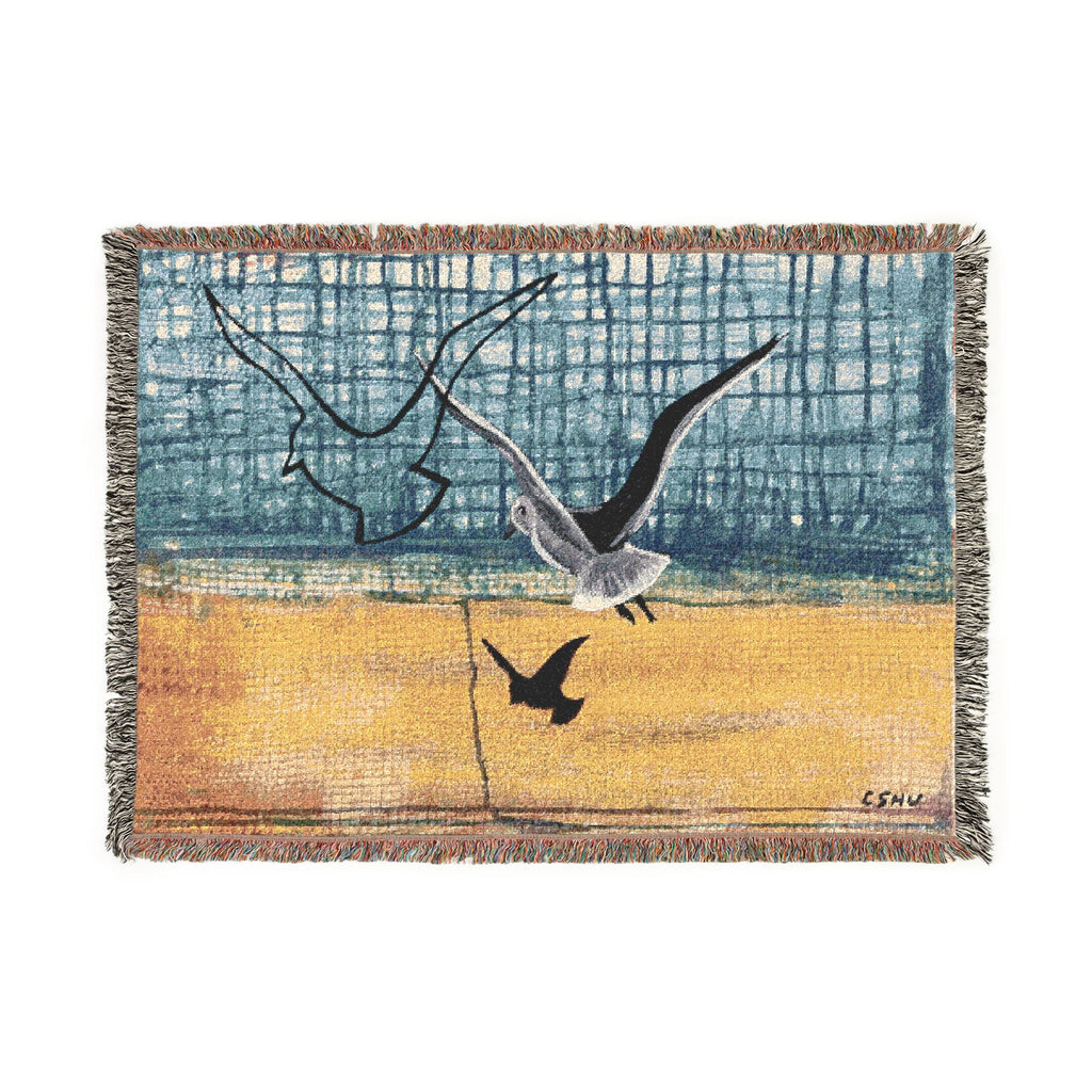Woven Blanket Throw Seagull Outline by CSHU
