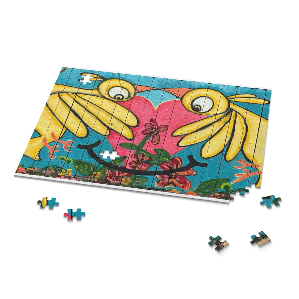 Puzzle — Colorful Jigsaw (252pcs) Bird Fence Mural by CSHU