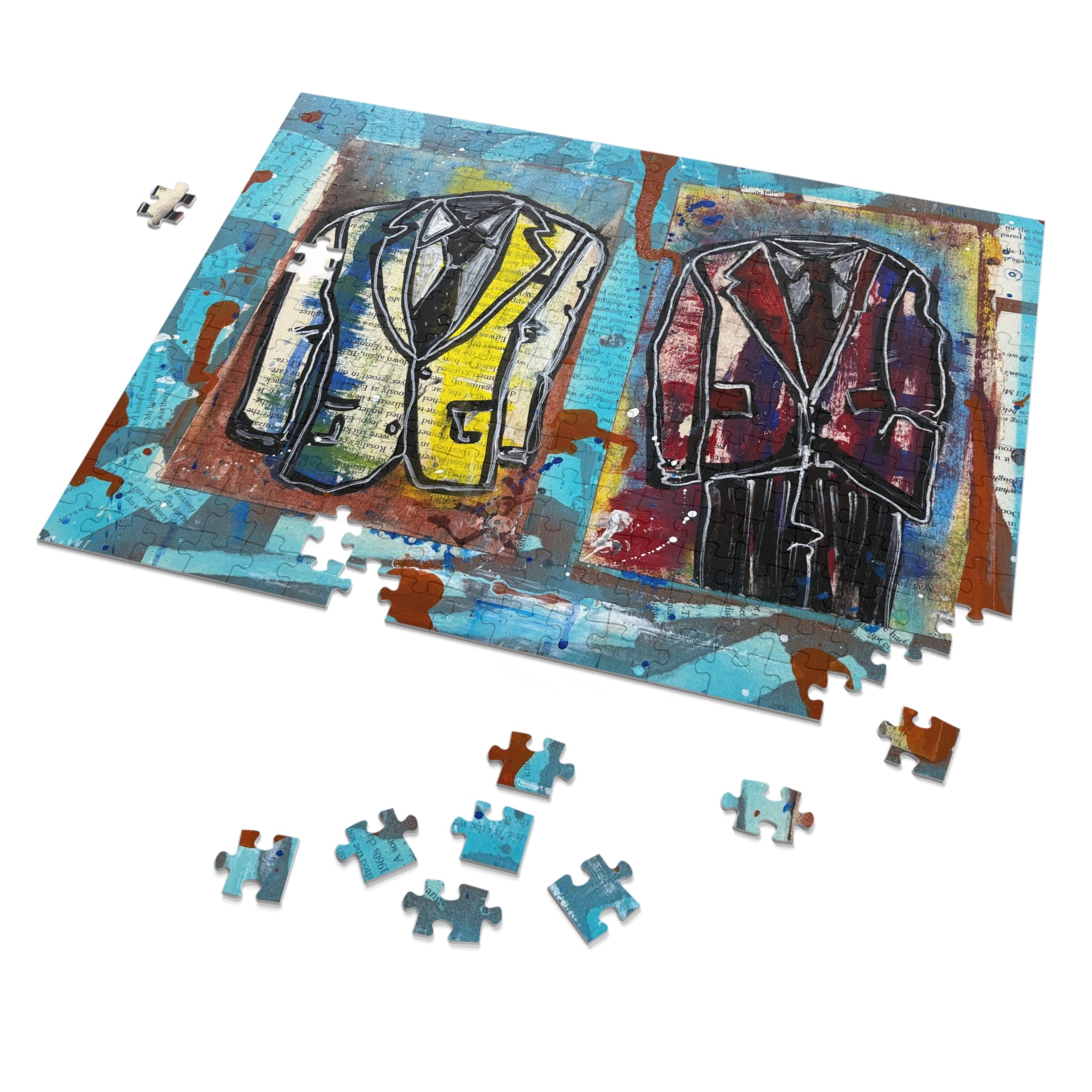 MenSwear by CSHU Jigsaw Puzzle with Tin — Colorful Abstract Suits Puzzle Gift