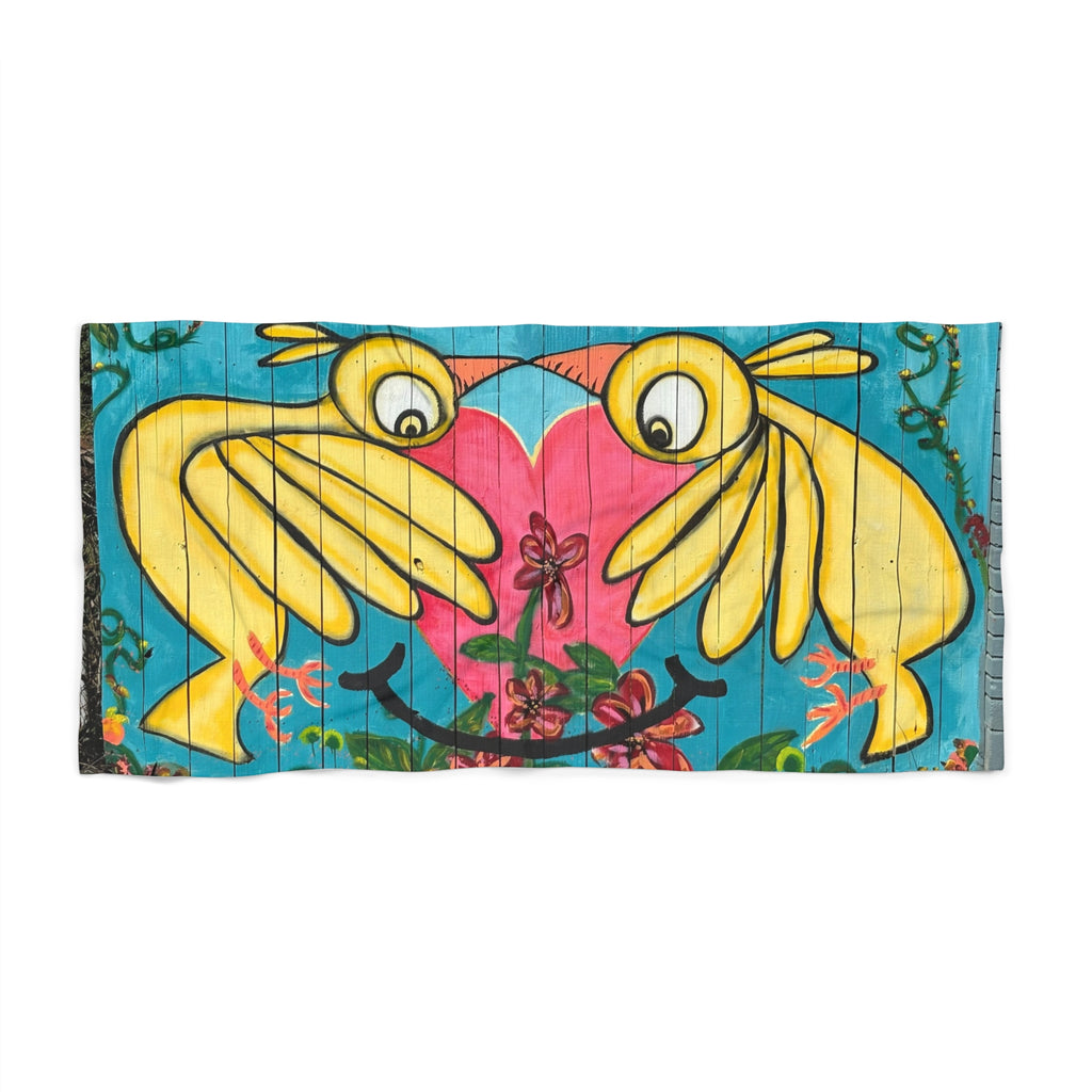 Beach Towel – 30x60” Bird Fence Mural by CSHU