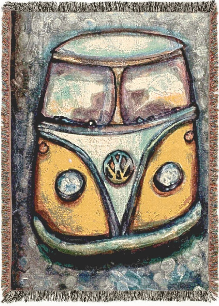 Vintage VW Bus Woven Blanket Throw Bus Your bubble by CSHU
