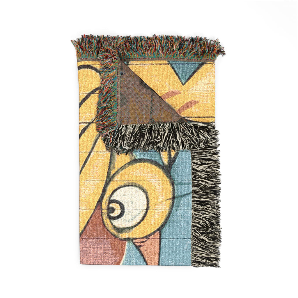 Woven Throw Blanket-Tapestry Bird Fence Mural by  CSHU
