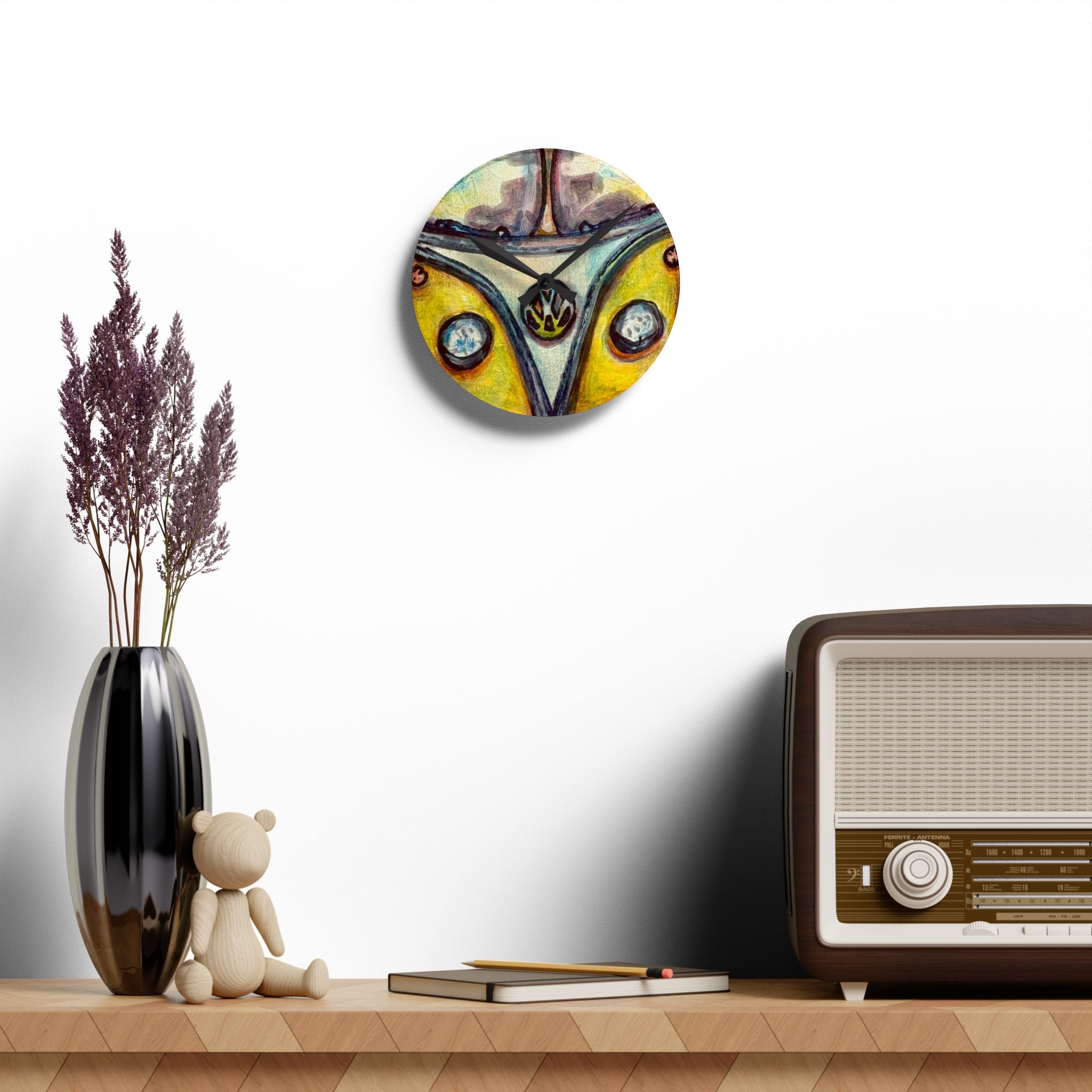 Acrylic Wall Clock 8” round CSHU BUS Design