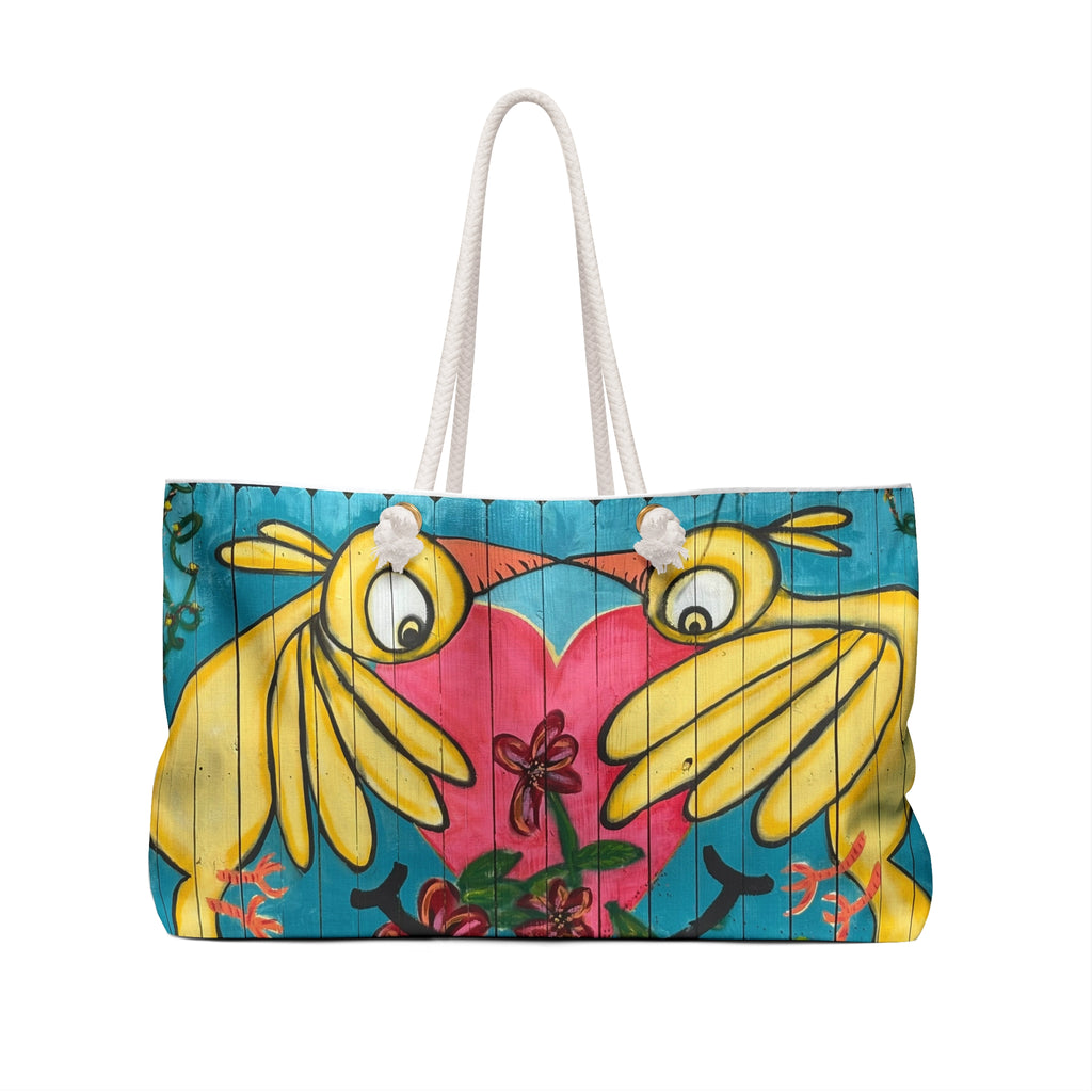 Weekender Travel Bag Bird Fence Mural by CSHU
