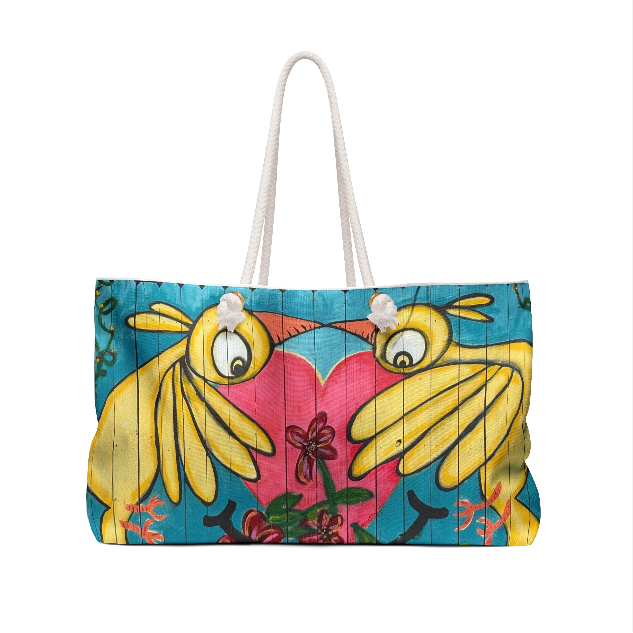 Weekender Travel Bag Bird Fence Mural by CSHU
