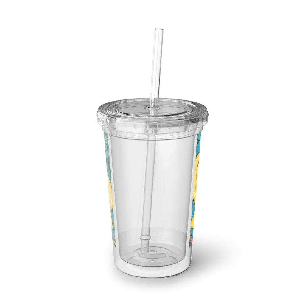 Acrylic Tumbler Cup 16oz Bird Fence Mural by CSHU