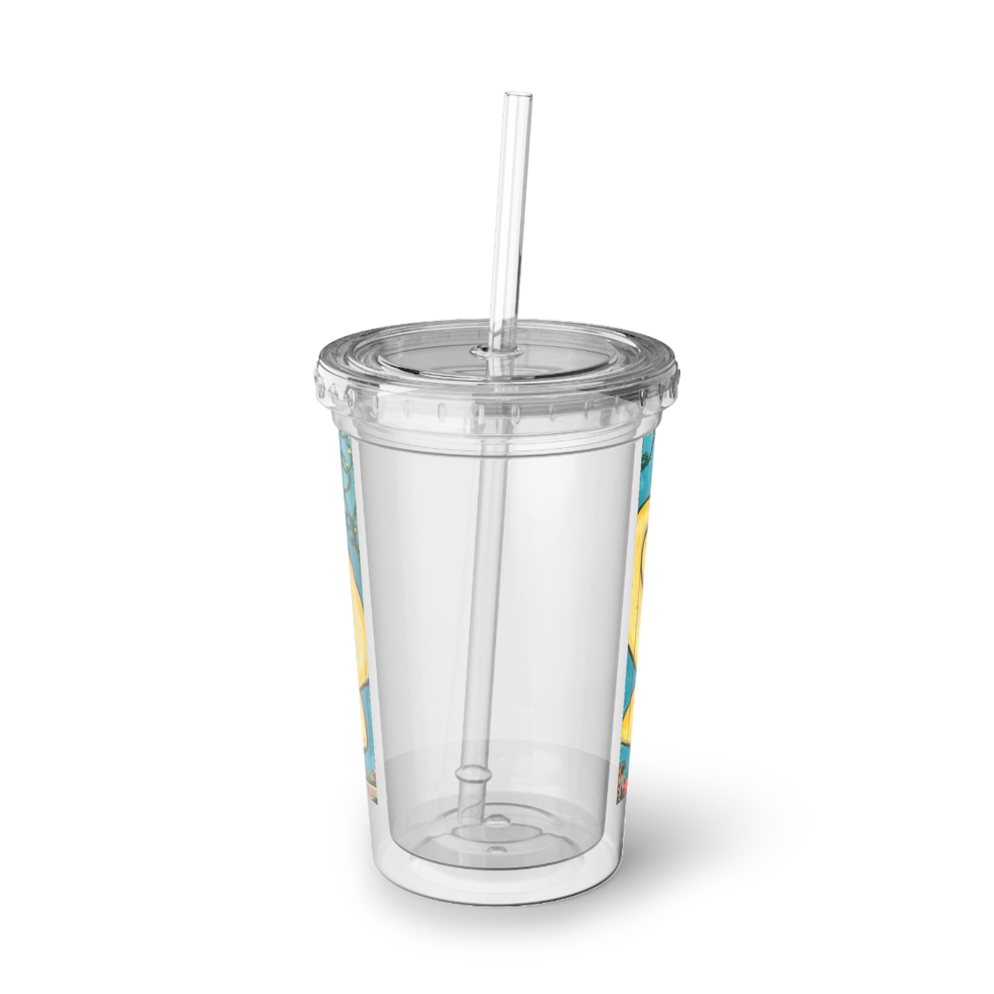 Acrylic Tumbler Cup 16oz Bird Fence Mural by CSHU