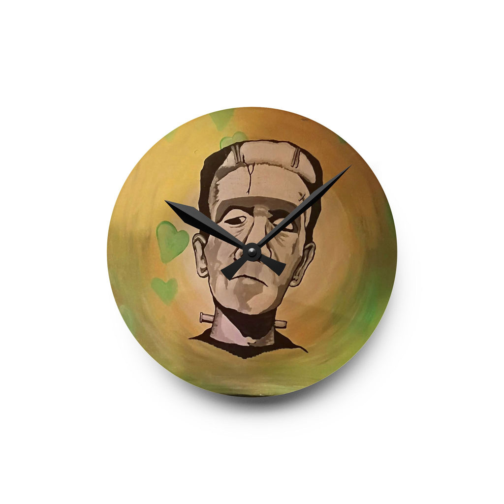 FrankenHeart by CSHU Acrylic Wall Clock — Retro Horror Home Décor