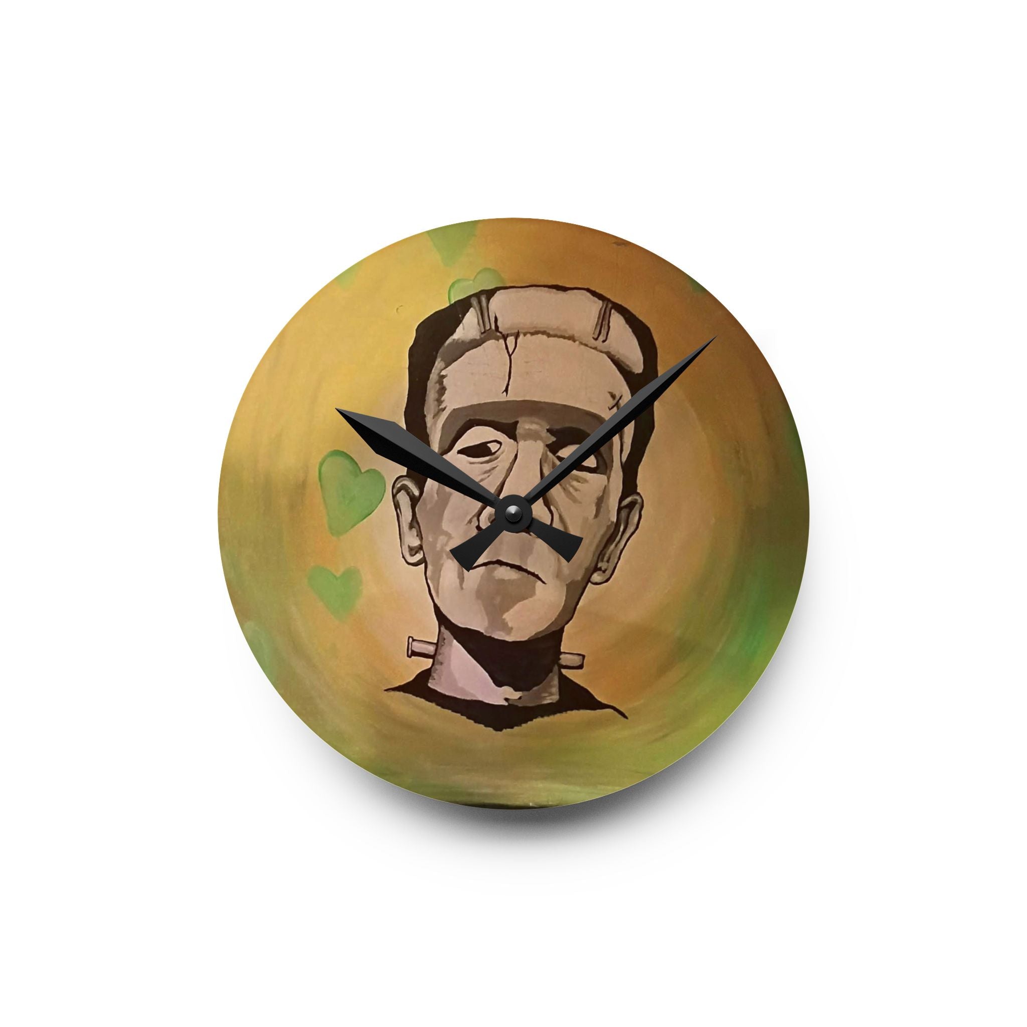 FrankenHeart by CSHU Acrylic Wall Clock — Retro Horror Home Décor