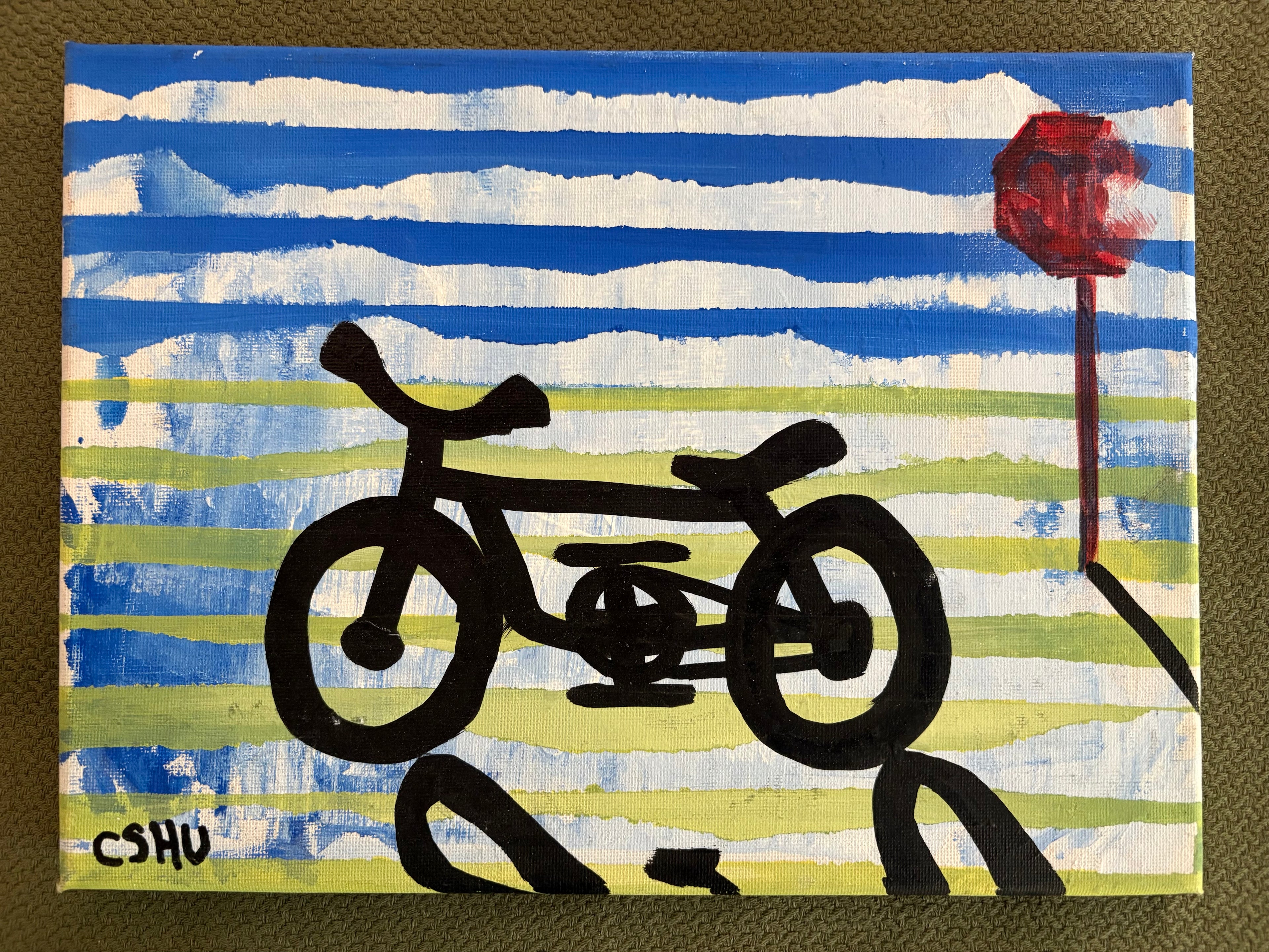 Cycle Stop original painting by CSHU